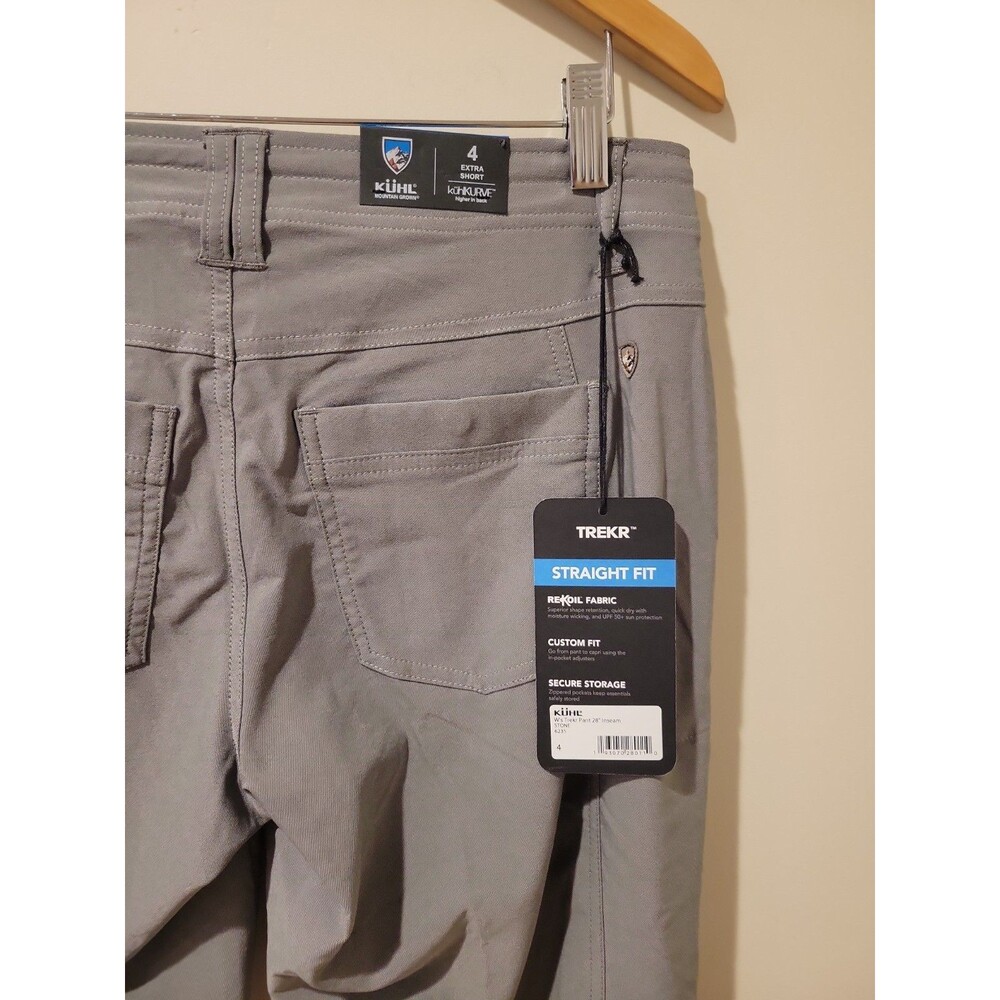 NWT Kuhl Trekr Pants Women's 4 Short Stone Gray Stretch Hiking Travel Cinch Hem - Picture 5 of 11